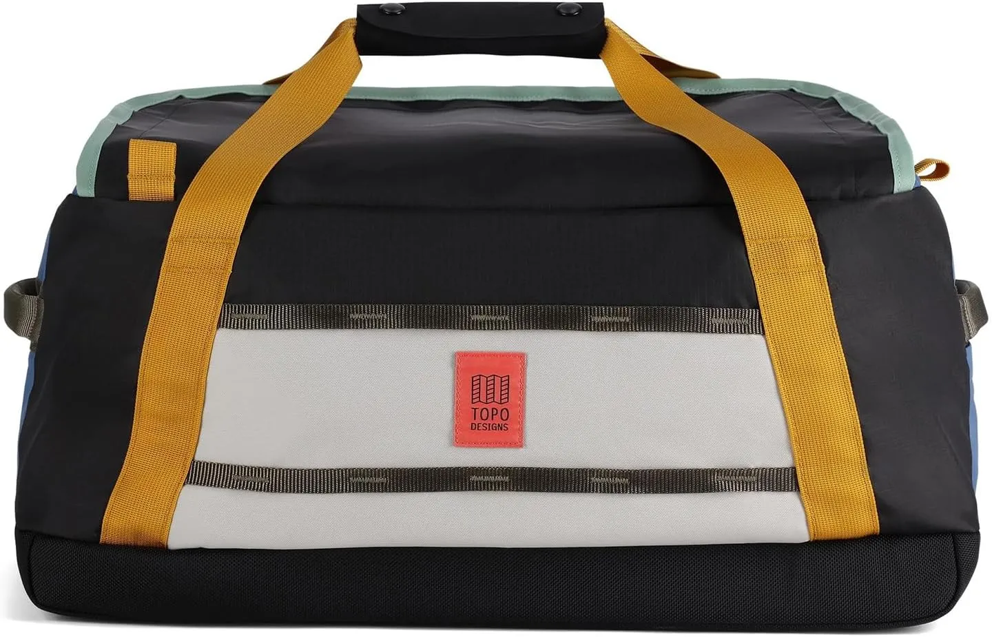 Topo Designs Mountain Duffel 40L, Recycled Nylon Ripstop Travel Bag, Removable Backpack Straps, Interior Mesh Pockets, Bluesign Approved (Stone Blue/Bone White)