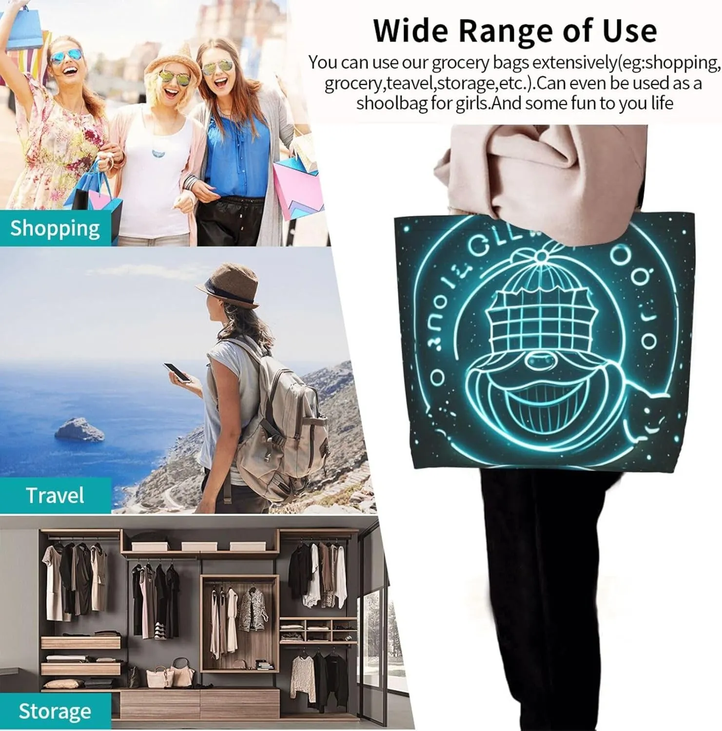 Tote Bag for Women Golf Course Grocery Bag Foldable Shopping Bags Reusable Large Tote Bag