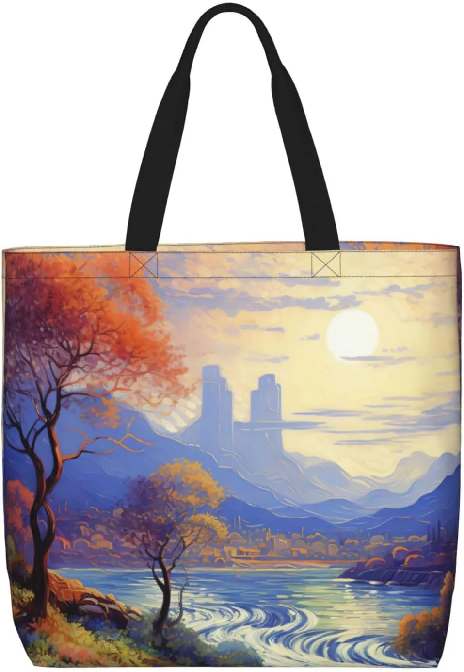 Tote Bag for Women Grocery Bag Reusable Shopping Bag Angry Roaring Lion Handbag Foldable Shoulder Bag