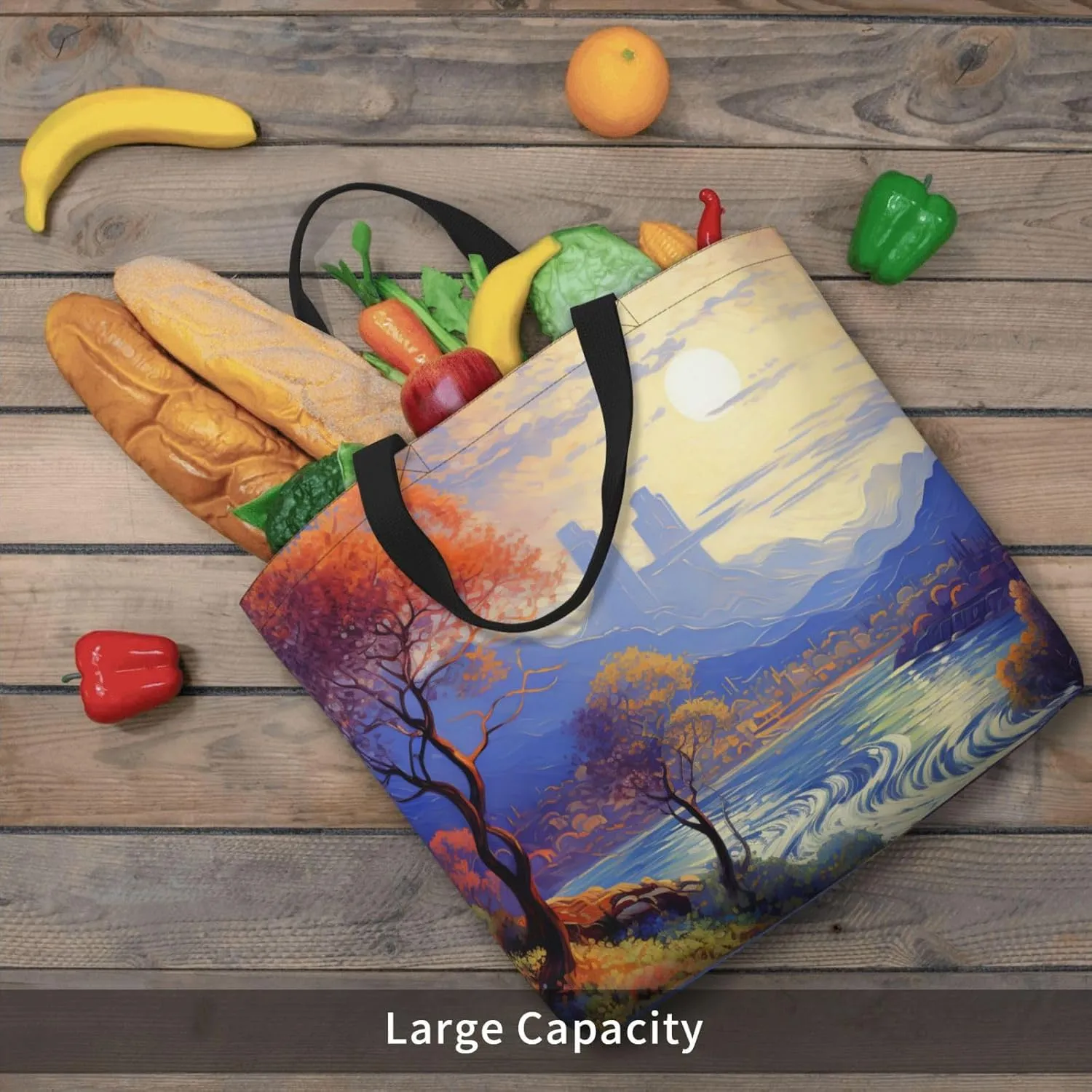 Tote Bag for Women Grocery Bag Reusable Shopping Bag Angry Roaring Lion Handbag Foldable Shoulder Bag