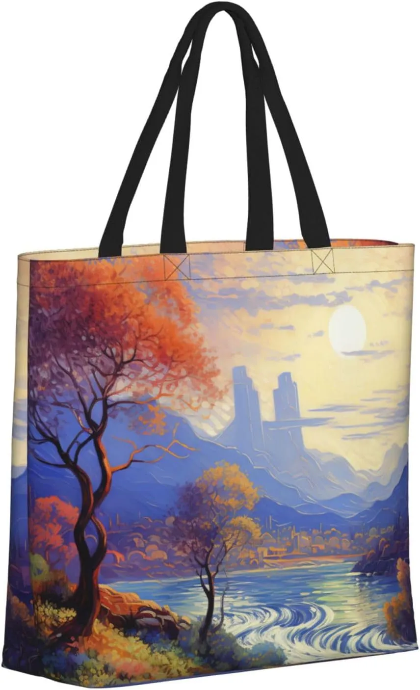 Tote Bag for Women Grocery Bag Reusable Shopping Bag Angry Roaring Lion Handbag Foldable Shoulder Bag