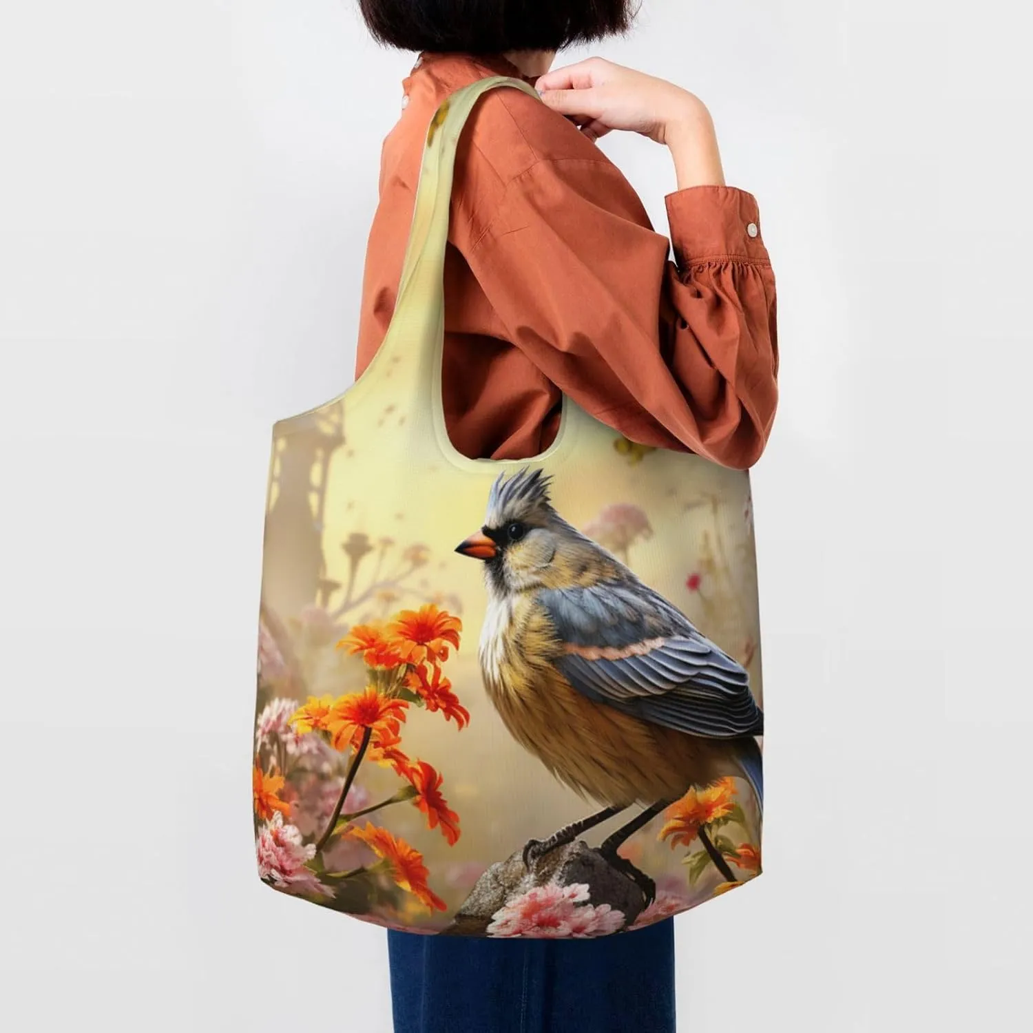 Tote Bag for Women Reusable Grocery Bag Canvas Shopping Bag Starry sky butterfly Handbag Foldable Shoulder Bag
