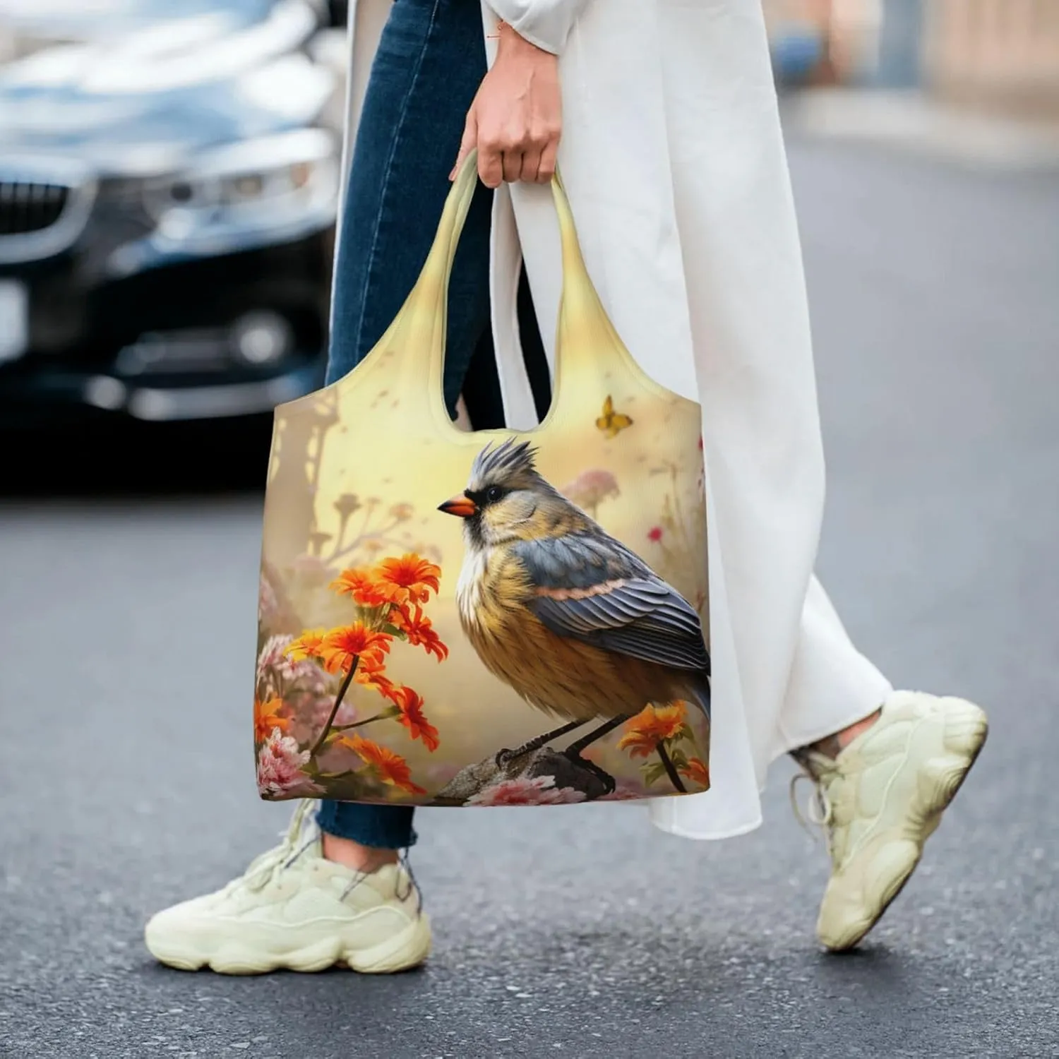 Tote Bag for Women Reusable Grocery Bag Canvas Shopping Bag Starry sky butterfly Handbag Foldable Shoulder Bag