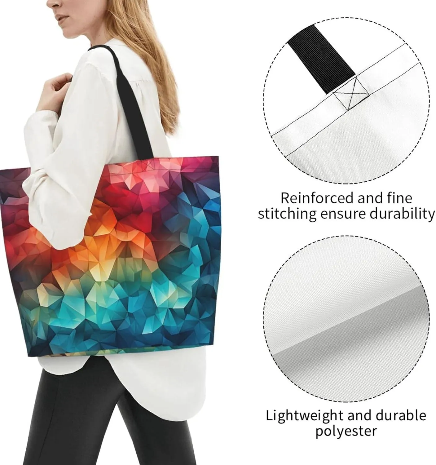 Tote Bag for Women Reusable Grocery Bag Shopping Bag Colorful Handprints Tote Bags Handbag Foldable Shoulder Bag