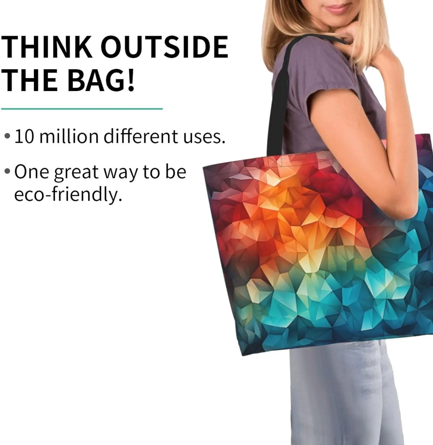 Tote Bag for Women Reusable Grocery Bag Shopping Bag Colorful Handprints Tote Bags Handbag Foldable Shoulder Bag