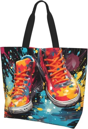 Tote Bag for Women Reusable Grocery Bag Shopping Bag Fluorescent Color Tote Bags Handbag Foldable Shoulder Bag