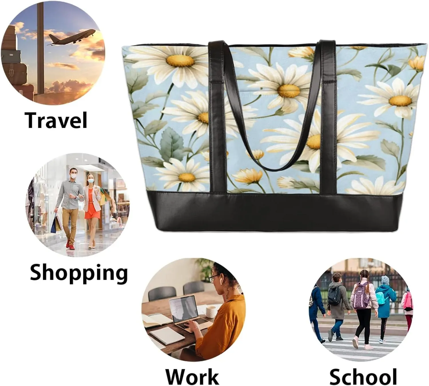 Tote Bag for Women with Zipper, Laptop Tote Bags Laptop Sleeve Case Shoulder Bag Messenger Bags