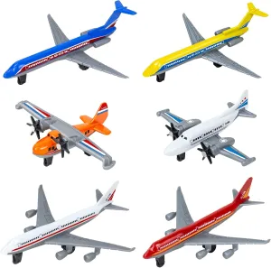 Toy Airplane 6 Pack, Diecast Airplane Toy for Boys Age 3 4-7 8-12, Alloy Planes Model/Glider Planes/Airlines Plane Toys for Kids Birthday Cake Toppers Airforce Party Favors