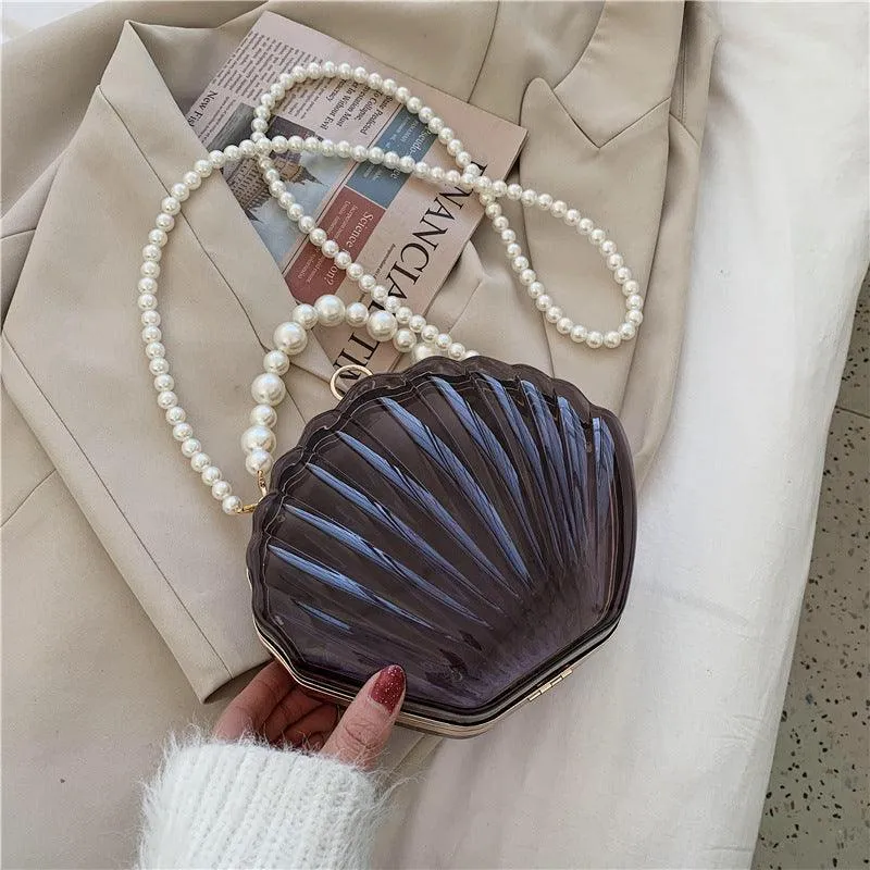 Transparent Shell Bag Box Bag Pearl Female Messenger Shoulder Retro Texture