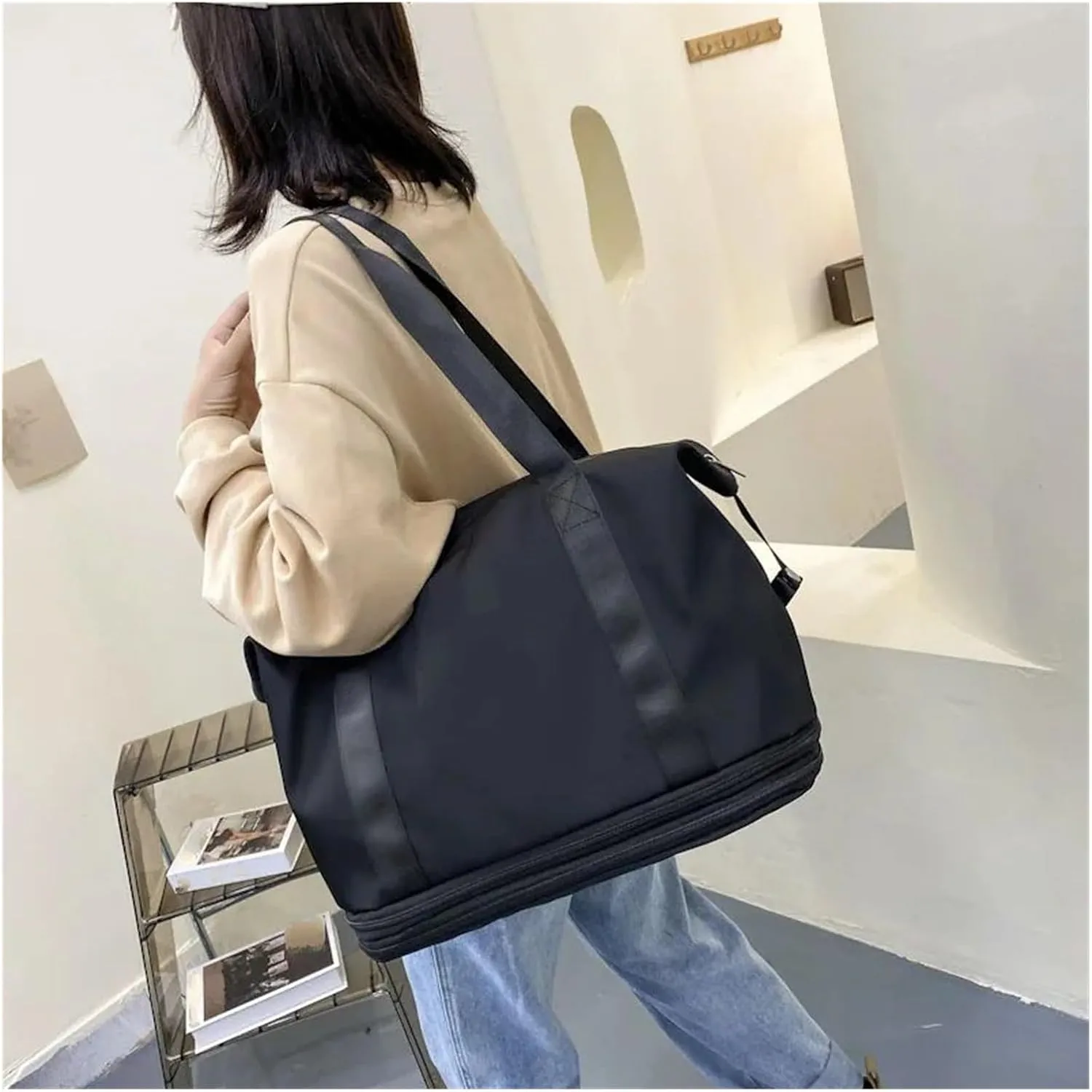 Travel Bags Ladies Shoulder Bags Casual Handbags Double Zipper Expansion Bags Large Women's Bags