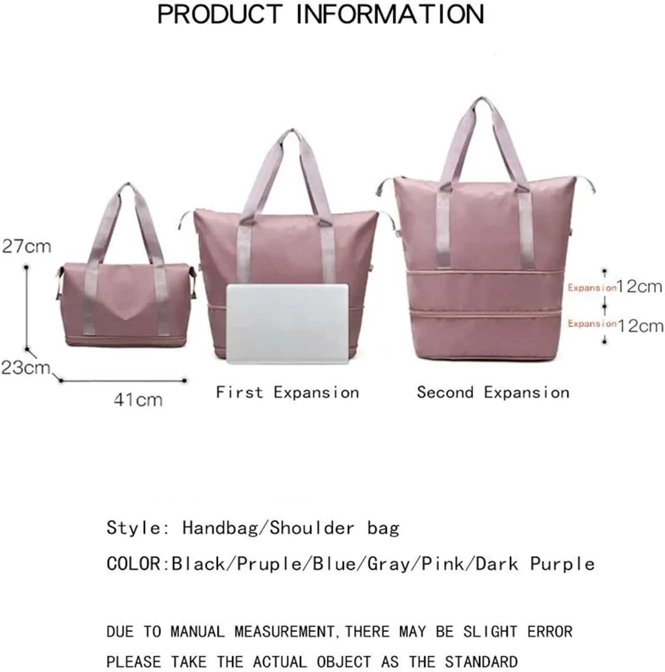 Travel Bags Ladies Shoulder Bags Casual Handbags Double Zipper Expansion Bags Large Women's Bags