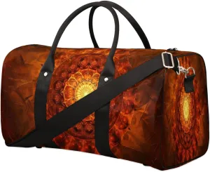 Travel Duffle Bag Circular Mandala Foldable Travel Bags for Men Women, 17 Inch Gym Bag Workout Bag Carry on Weekender Overnight Bag for Gym Travel