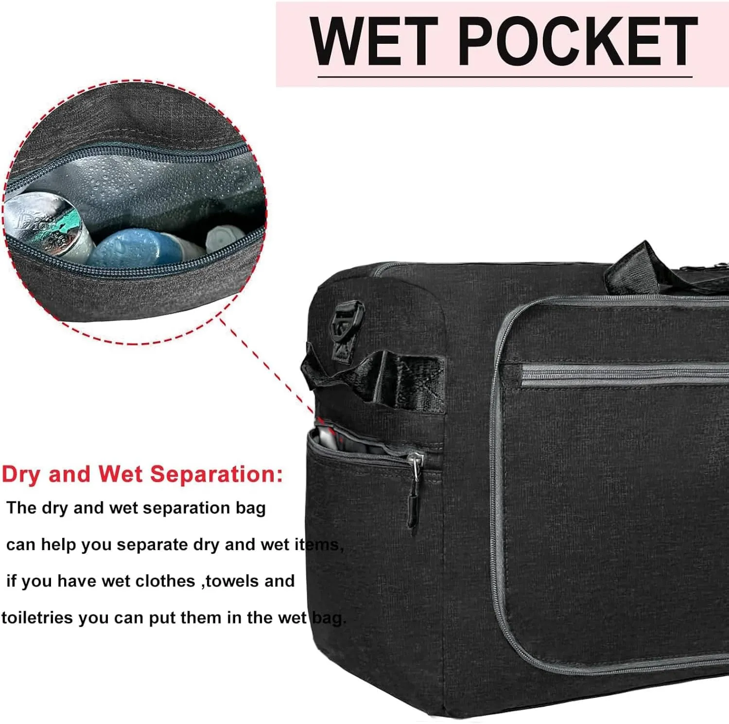 Travel Duffle Bag for Men, Extra Large Foldable Duffel Bags for Traveling with Shoes & Wet Compartment Waterproof Weekender Gym Bag for Men Women(115LBlack)