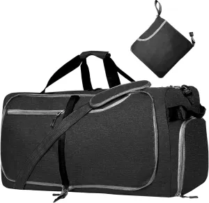 Travel Duffle Bag for Men, Extra Large Foldable Duffel Bags for Traveling with Shoes & Wet Compartment Waterproof Weekender Gym Bag for Men Women(115LBlack)
