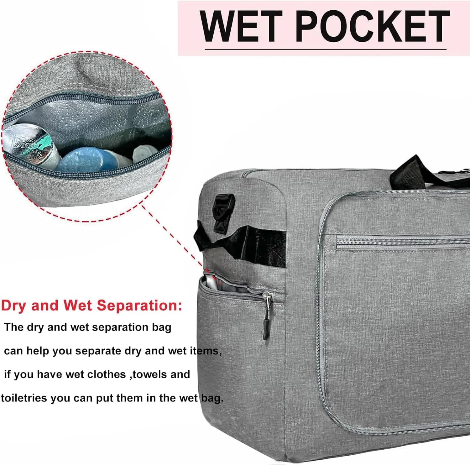 Travel Duffle Bag for Men, Large Foldable Duffel Bags for Traveling with Shoes & Wet Compartment Waterproof Weekender Gym Bag for Men Women(65LDarkgrey)