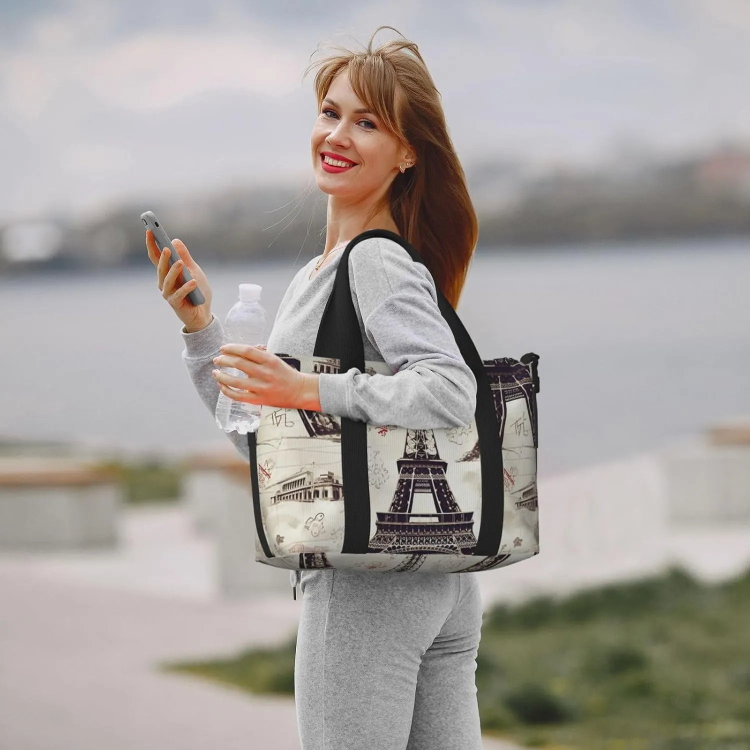 Travel Duffle Bag Weekender Bags for Men Women Adjustable Large Capacity Weekender Overnight Bag Carry On Tote Bags Waterproof Sport Gym Bag for Travel Yoga, French Paris Tour Eiffel Tower, One Size