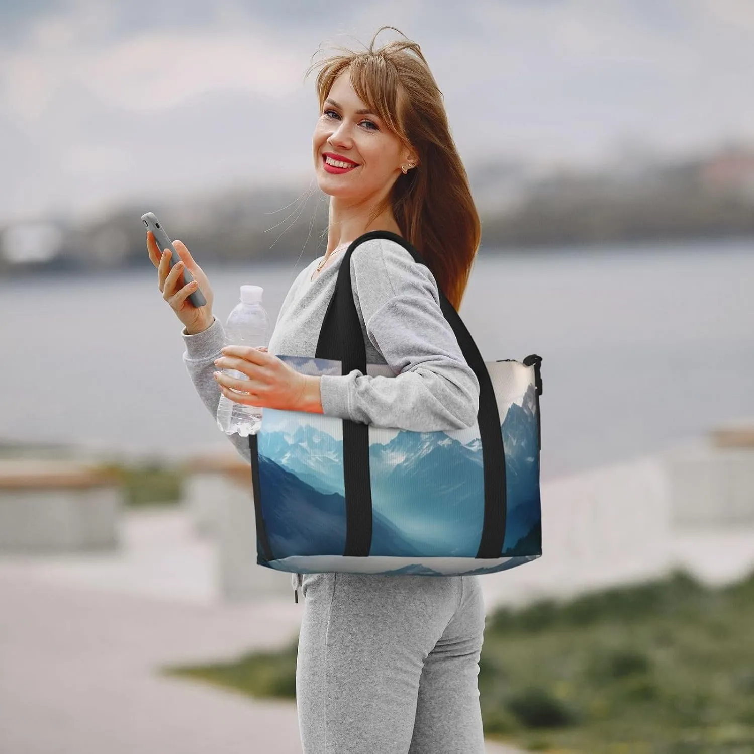 Travel Duffle Bag Weekender Bags for Men Women Adjustable Large Capacity Weekender Overnight Bag Carry On Tote Bags Waterproof Sport Gym Bag for Travel Yoga, Misty Mountain, One Size
