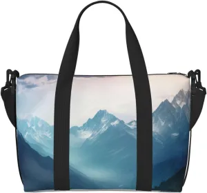 Travel Duffle Bag Weekender Bags for Men Women Adjustable Large Capacity Weekender Overnight Bag Carry On Tote Bags Waterproof Sport Gym Bag for Travel Yoga, Misty Mountain, One Size
