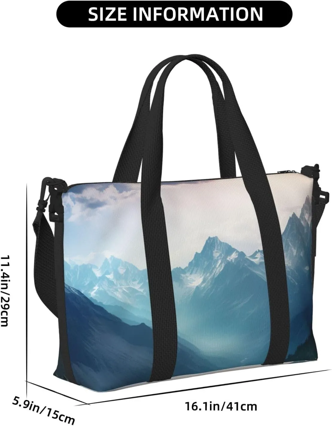 Travel Duffle Bag Weekender Bags for Men Women Adjustable Large Capacity Weekender Overnight Bag Carry On Tote Bags Waterproof Sport Gym Bag for Travel Yoga, Misty Mountain, One Size