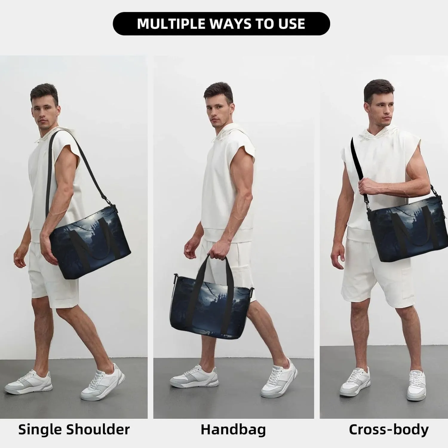 Travel Duffle Bag Weekender Bags for Men Women Adjustable Large Capacity Weekender Overnight Bag Carry On Tote Bags Waterproof Sport Gym Bag for Travel Yoga, Scared Night Garden Moon Light, One Size