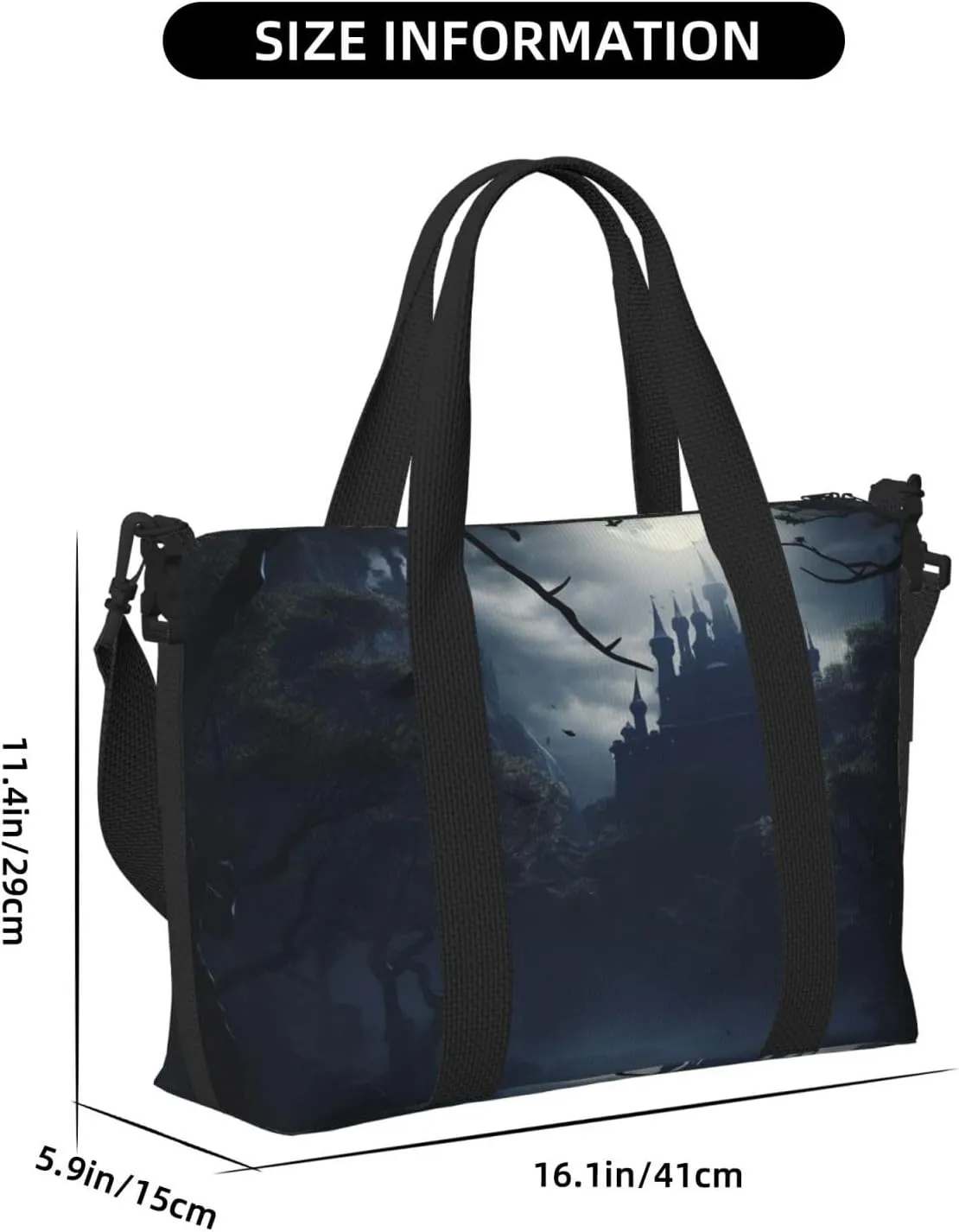 Travel Duffle Bag Weekender Bags for Men Women Adjustable Large Capacity Weekender Overnight Bag Carry On Tote Bags Waterproof Sport Gym Bag for Travel Yoga, Scared Night Garden Moon Light, One Size