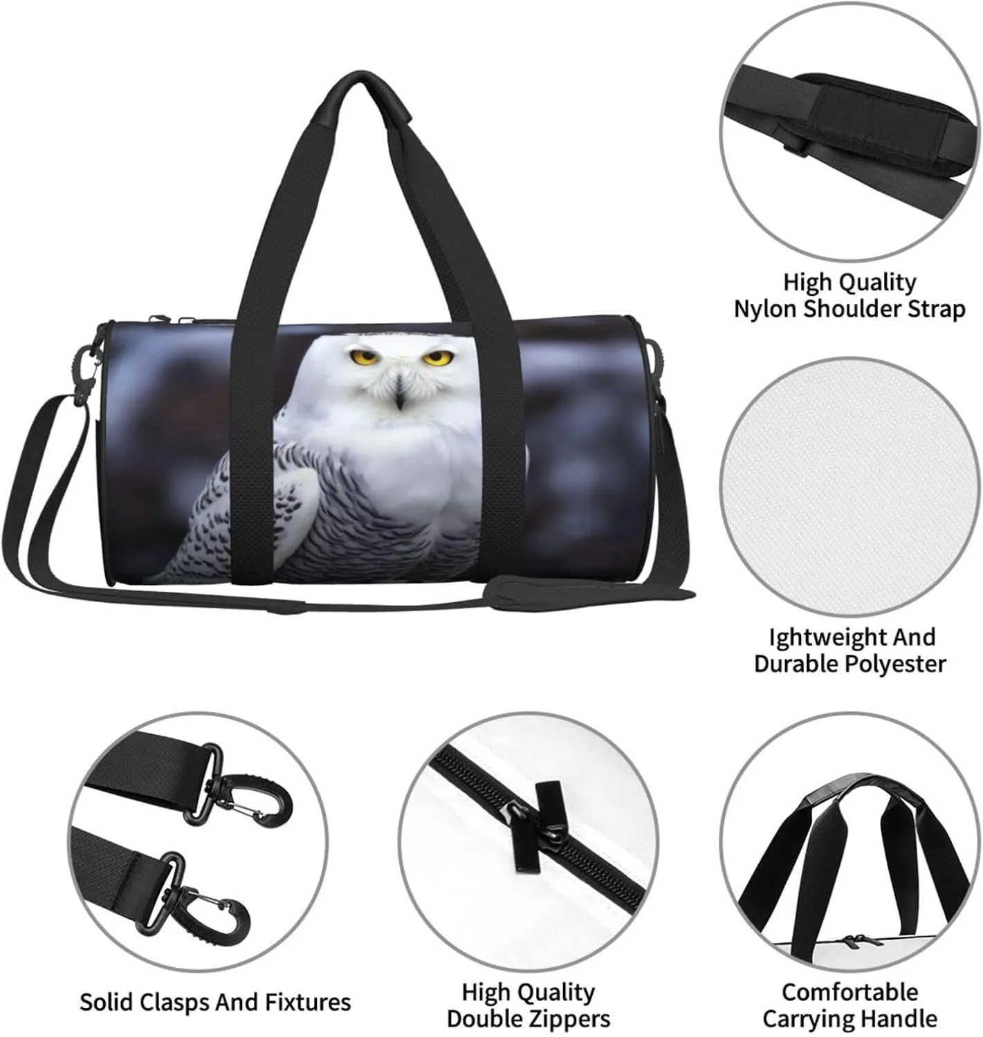 Travel Duffle Bag Weekender Bags For Men Women With Shoe Compartment Large Capacity Weekender Overnight Bag Arctic Owl Carry On Tote Bags Sport Gym Bag For Travel Yoga