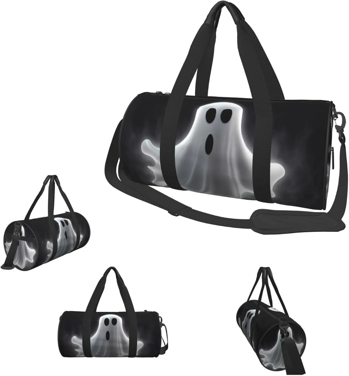 Travel Duffle Bag Weekender Bags For Men Women With Shoe Compartment Large Capacity Weekender Overnight Bag Black And Halloween Ghost Carry On Tote Bags Sport Gym Bag For Travel Yoga