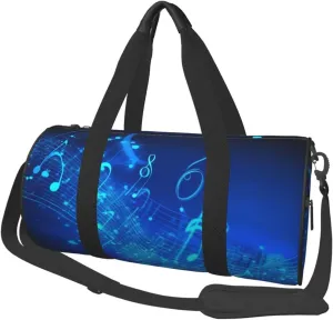Travel Duffle Bag Weekender Bags For Men Women With Shoe Compartment Large Capacity Weekender Overnight Bag Blue Musical Notes Carry On Tote Bags Sport Gym Bag For Travel Yoga