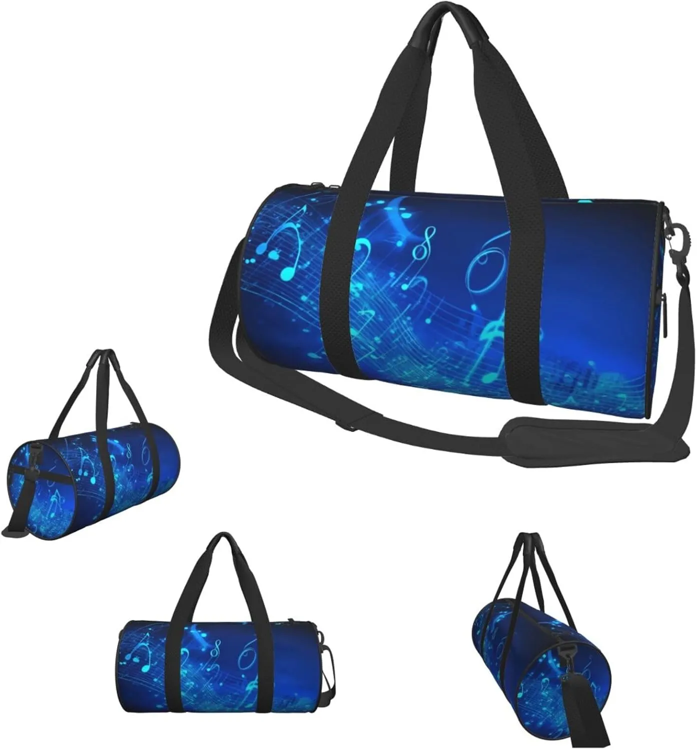 Travel Duffle Bag Weekender Bags For Men Women With Shoe Compartment Large Capacity Weekender Overnight Bag Blue Musical Notes Carry On Tote Bags Sport Gym Bag For Travel Yoga