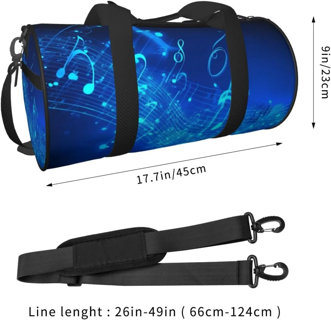 Travel Duffle Bag Weekender Bags For Men Women With Shoe Compartment Large Capacity Weekender Overnight Bag Blue Musical Notes Carry On Tote Bags Sport Gym Bag For Travel Yoga