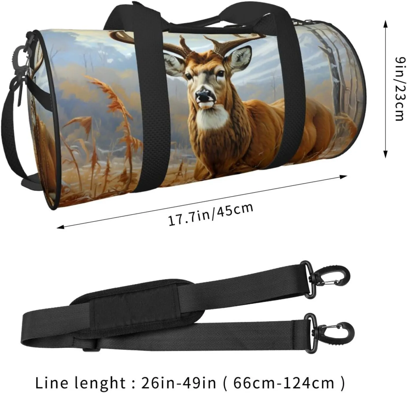 Travel Duffle Bag Weekender Bags for Men Women with Shoe Compartment Large Capacity Weekender Overnight Bag Buck Deer Carry On Tote Bags Sport Gym Bag for Travel Yoga