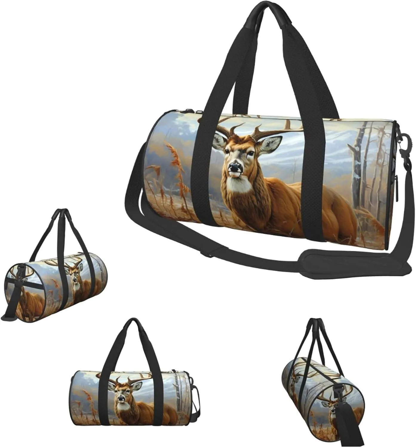 Travel Duffle Bag Weekender Bags for Men Women with Shoe Compartment Large Capacity Weekender Overnight Bag Buck Deer Carry On Tote Bags Sport Gym Bag for Travel Yoga