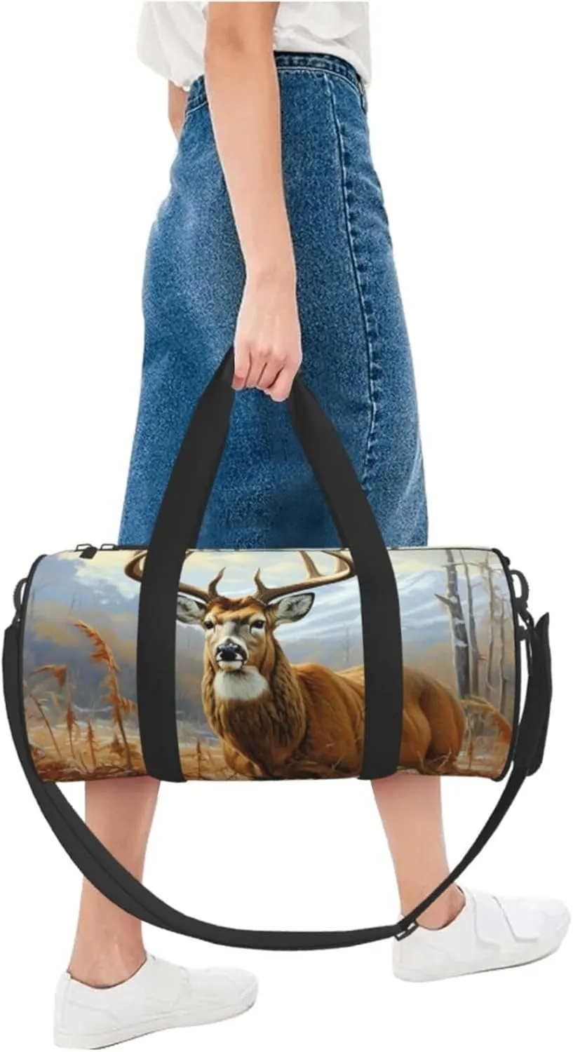 Travel Duffle Bag Weekender Bags for Men Women with Shoe Compartment Large Capacity Weekender Overnight Bag Buck Deer Carry On Tote Bags Sport Gym Bag for Travel Yoga
