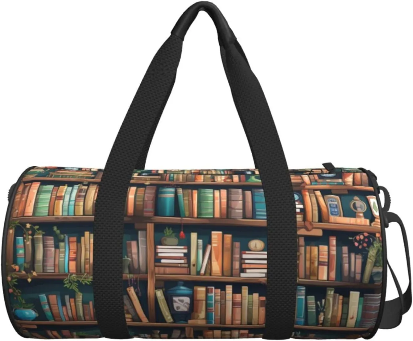 Travel Duffle Bag Weekender Bags for Men Women with Shoe Compartment Large Capacity Weekender Overnight Bag Cartoon Bookshelf Bookworm Carry On Tote Bags Sport Gym Bag for Travel Yoga