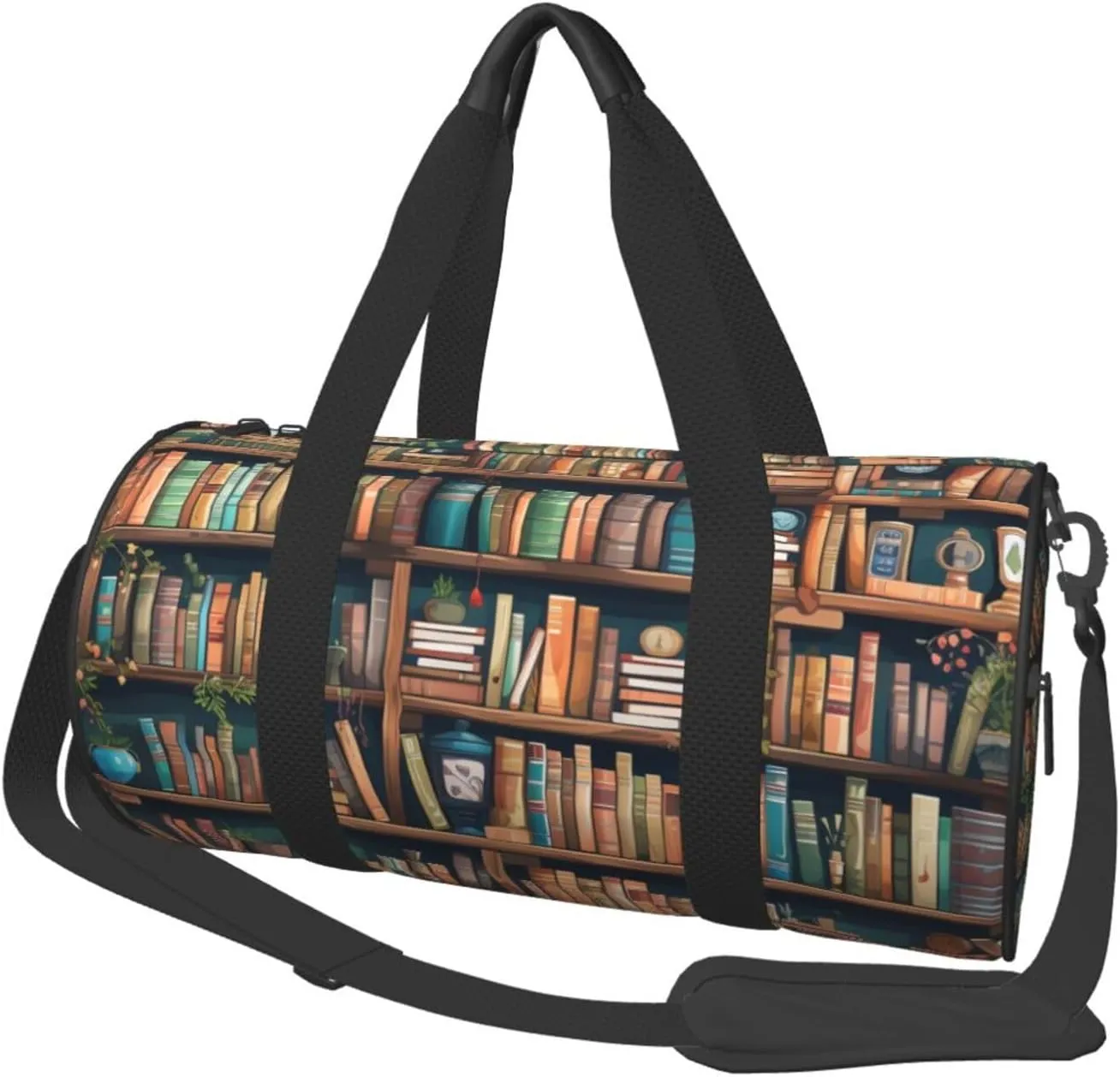Travel Duffle Bag Weekender Bags for Men Women with Shoe Compartment Large Capacity Weekender Overnight Bag Cartoon Bookshelf Bookworm Carry On Tote Bags Sport Gym Bag for Travel Yoga