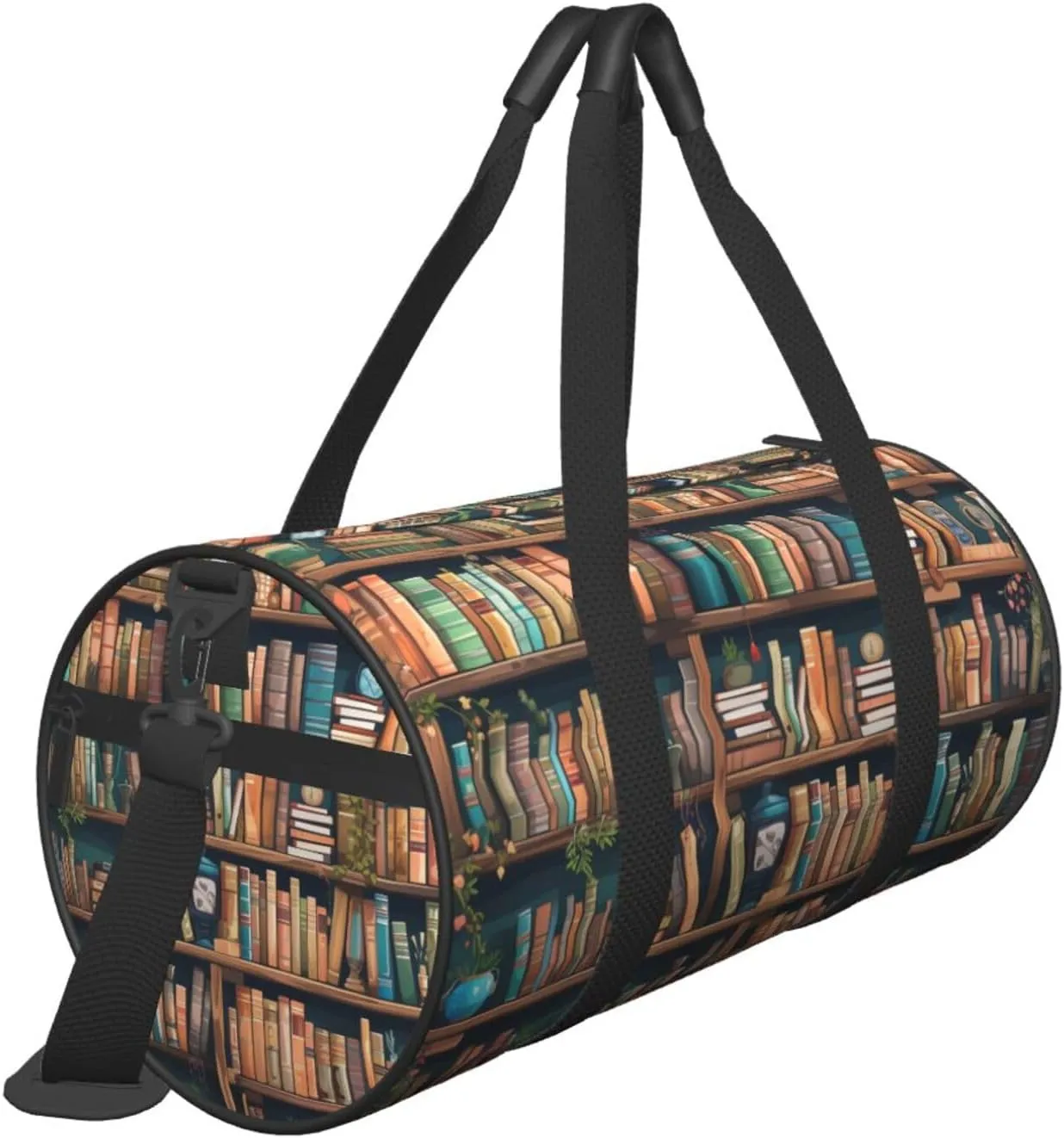 Travel Duffle Bag Weekender Bags for Men Women with Shoe Compartment Large Capacity Weekender Overnight Bag Cartoon Bookshelf Bookworm Carry On Tote Bags Sport Gym Bag for Travel Yoga