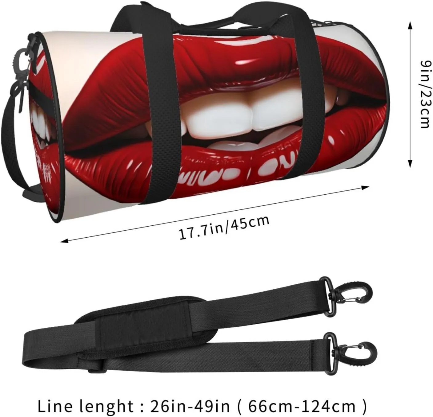 Travel Duffle Bag Weekender Bags For Men Women With Shoe Compartment Large Capacity Weekender Overnight Bag Cute Graphic Red Lips Carry On Tote Bags Sport Gym Bag For Travel Yoga