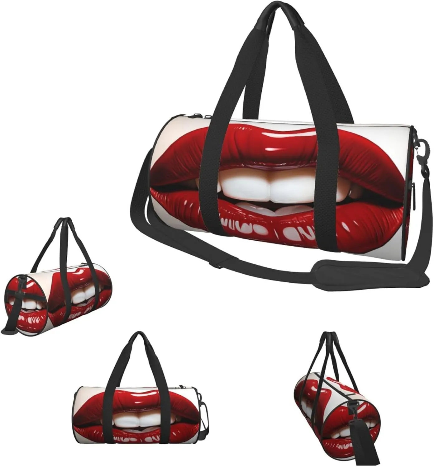 Travel Duffle Bag Weekender Bags For Men Women With Shoe Compartment Large Capacity Weekender Overnight Bag Cute Graphic Red Lips Carry On Tote Bags Sport Gym Bag For Travel Yoga
