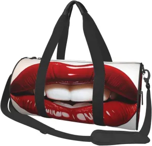 Travel Duffle Bag Weekender Bags For Men Women With Shoe Compartment Large Capacity Weekender Overnight Bag Cute Graphic Red Lips Carry On Tote Bags Sport Gym Bag For Travel Yoga
