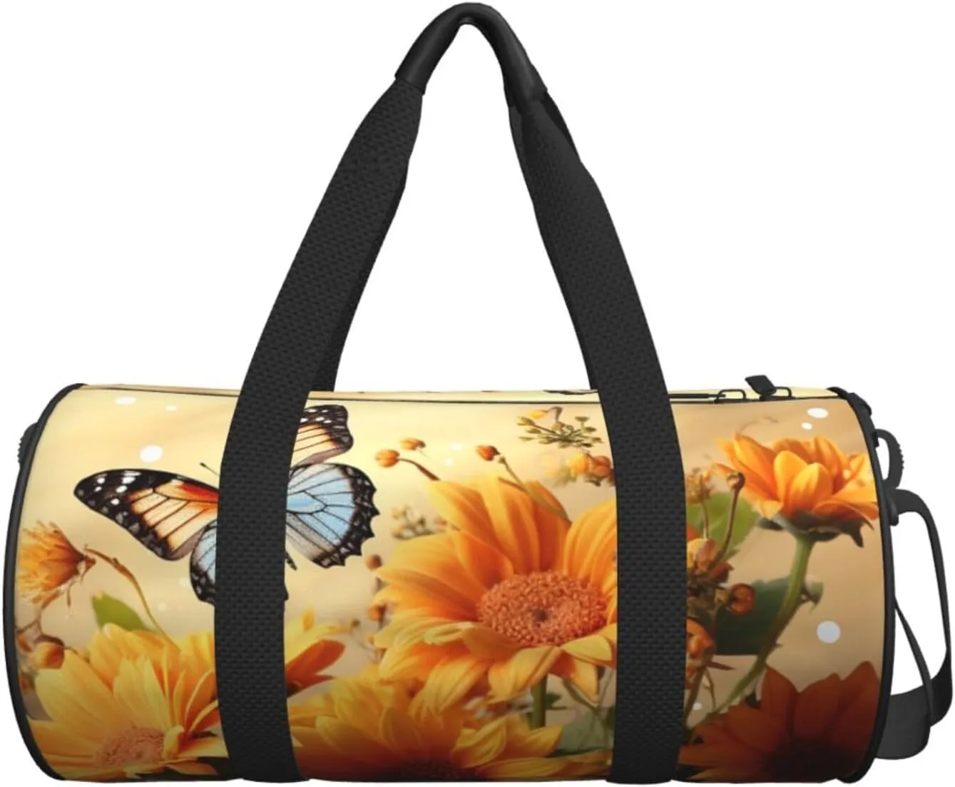 Travel Duffle Bag Weekender Bags for Men Women with Shoe Compartment Large Capacity Weekender Overnight Bag Cute Sunflower and Butterfly Carry On Tote Bags Sport Gym Bag for Travel Yoga