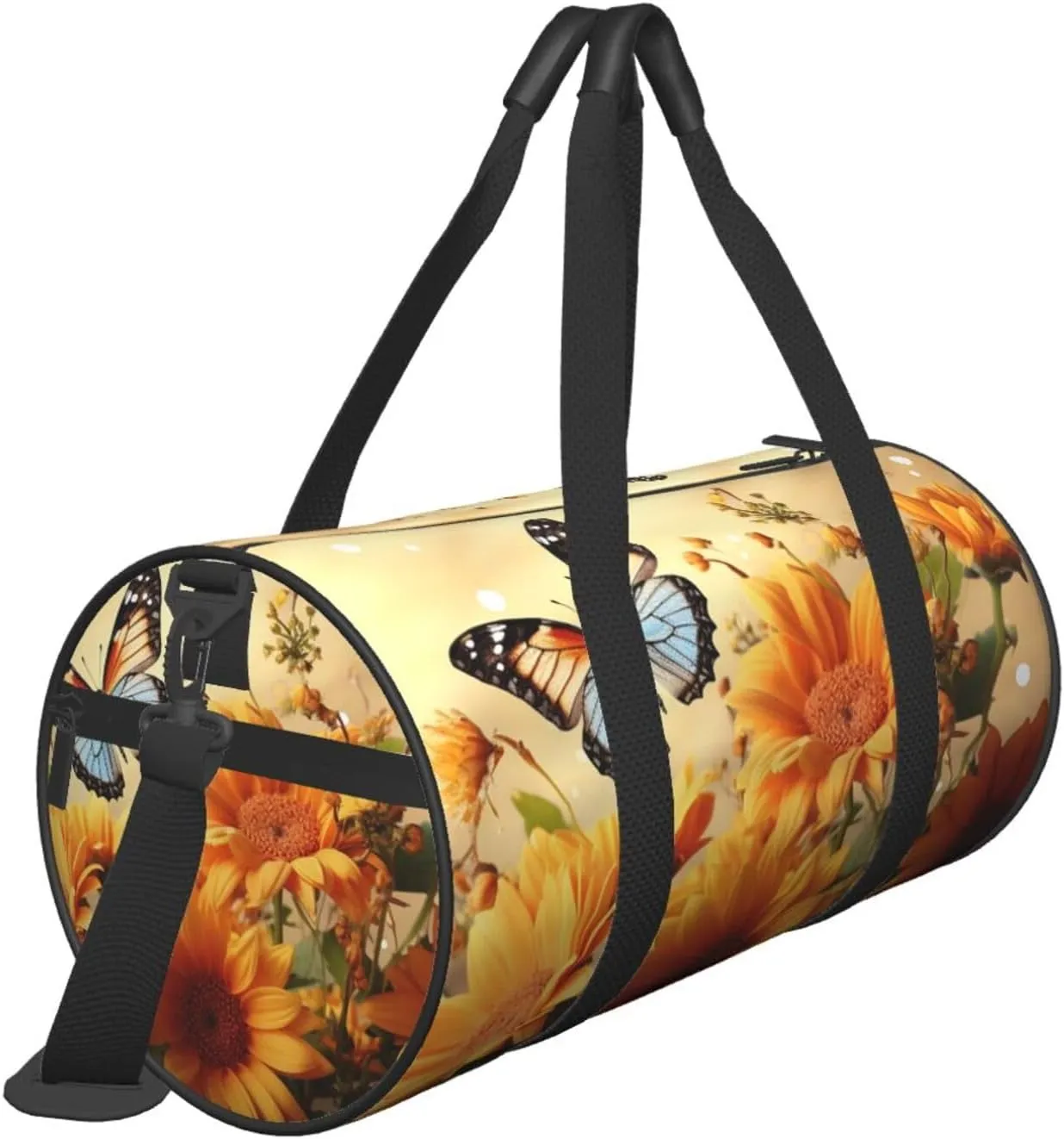 Travel Duffle Bag Weekender Bags for Men Women with Shoe Compartment Large Capacity Weekender Overnight Bag Cute Sunflower and Butterfly Carry On Tote Bags Sport Gym Bag for Travel Yoga