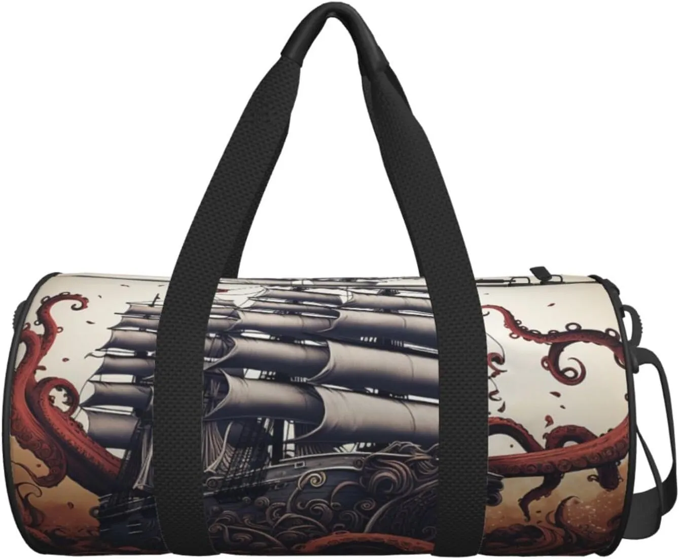 Travel Duffle Bag Weekender Bags For Men Women With Shoe Compartment Large Capacity Weekender Overnight Bag Octopus Tentacles With Ship Carry On Tote Bags Sport Gym Bag For Travel Yoga