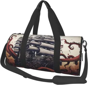 Travel Duffle Bag Weekender Bags For Men Women With Shoe Compartment Large Capacity Weekender Overnight Bag Octopus Tentacles With Ship Carry On Tote Bags Sport Gym Bag For Travel Yoga