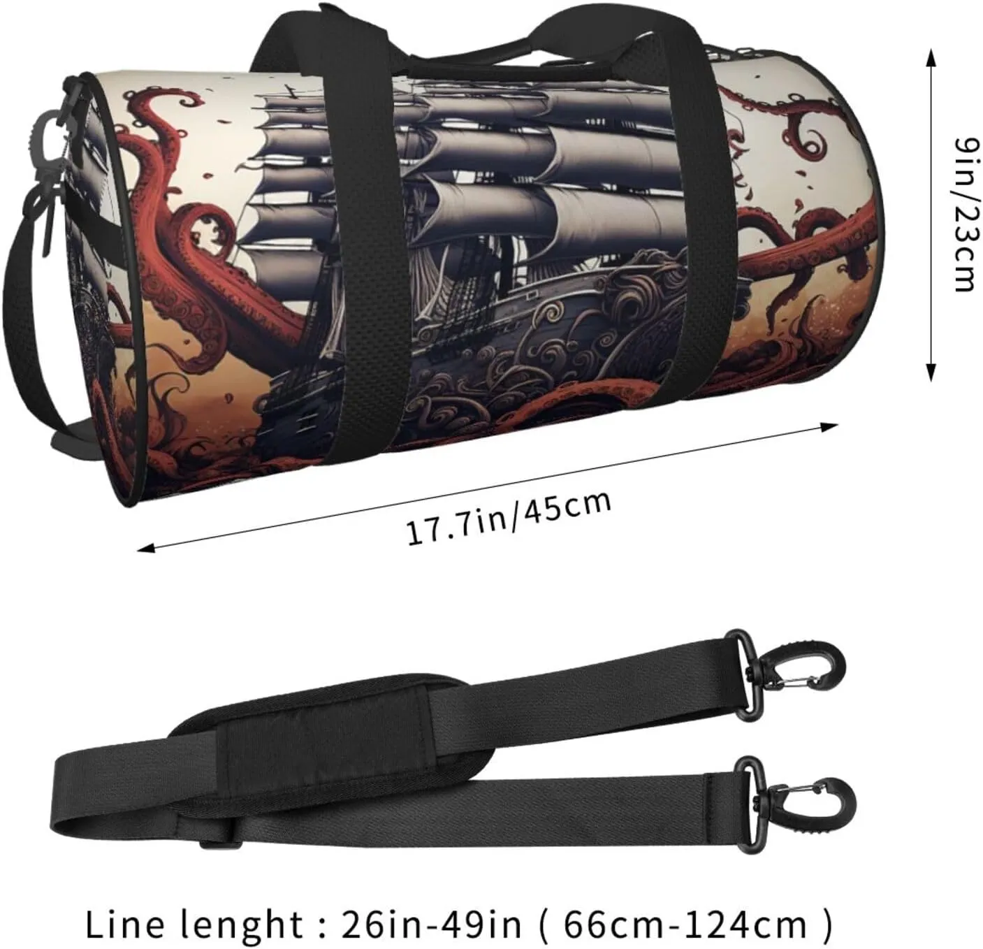 Travel Duffle Bag Weekender Bags For Men Women With Shoe Compartment Large Capacity Weekender Overnight Bag Octopus Tentacles With Ship Carry On Tote Bags Sport Gym Bag For Travel Yoga