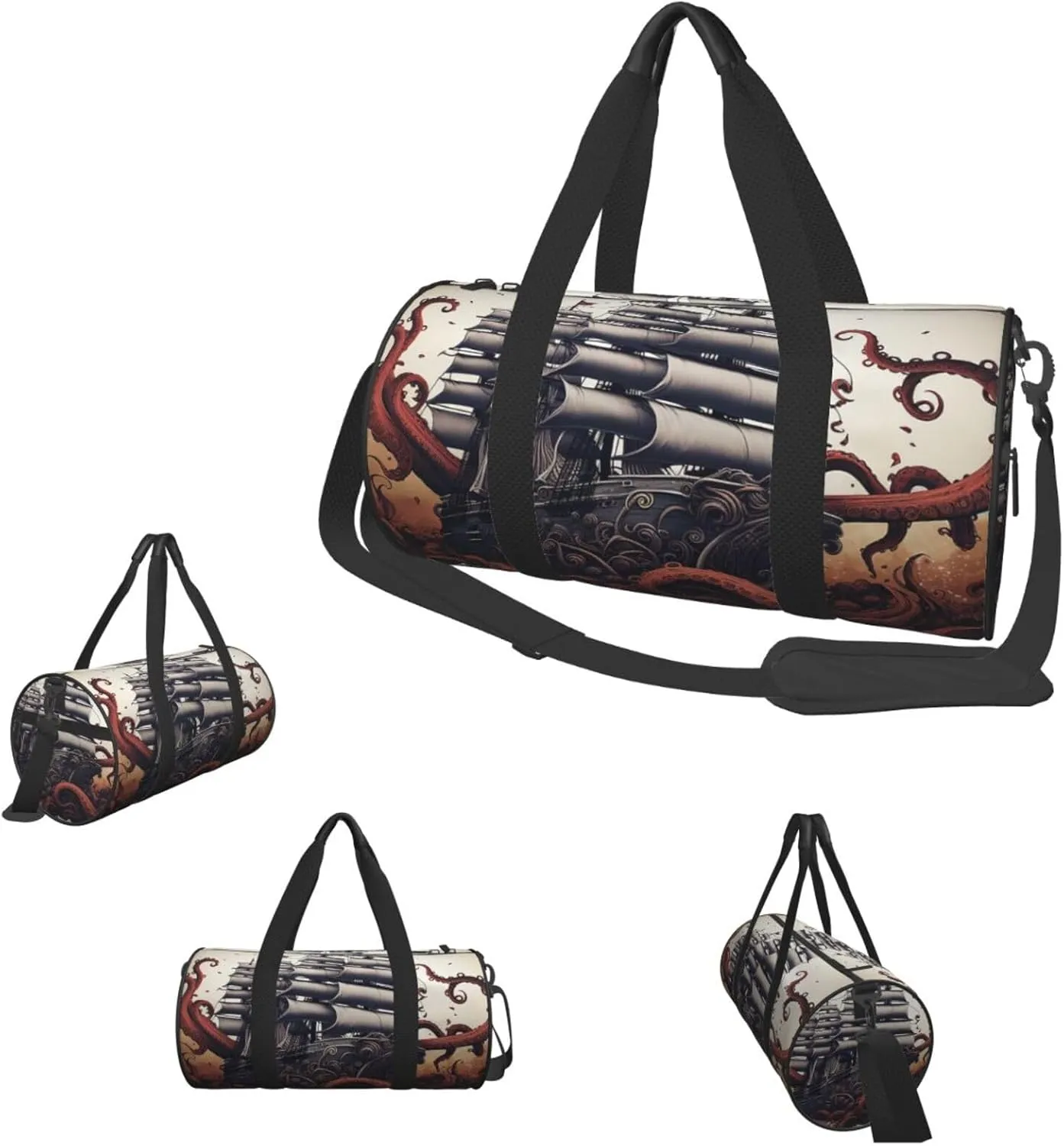 Travel Duffle Bag Weekender Bags For Men Women With Shoe Compartment Large Capacity Weekender Overnight Bag Octopus Tentacles With Ship Carry On Tote Bags Sport Gym Bag For Travel Yoga