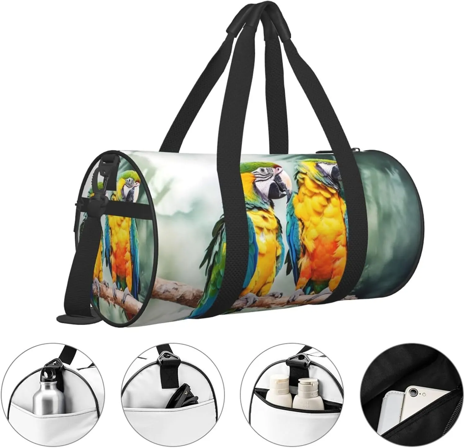 Travel Duffle Bag Weekender Bags For Men Women With Shoe Compartment Large Capacity Weekender Overnight Bag Parrots Carry On Tote Bags Sport Gym Bag For Travel Yoga