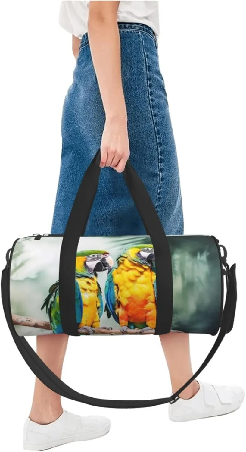 Travel Duffle Bag Weekender Bags For Men Women With Shoe Compartment Large Capacity Weekender Overnight Bag Parrots Carry On Tote Bags Sport Gym Bag For Travel Yoga