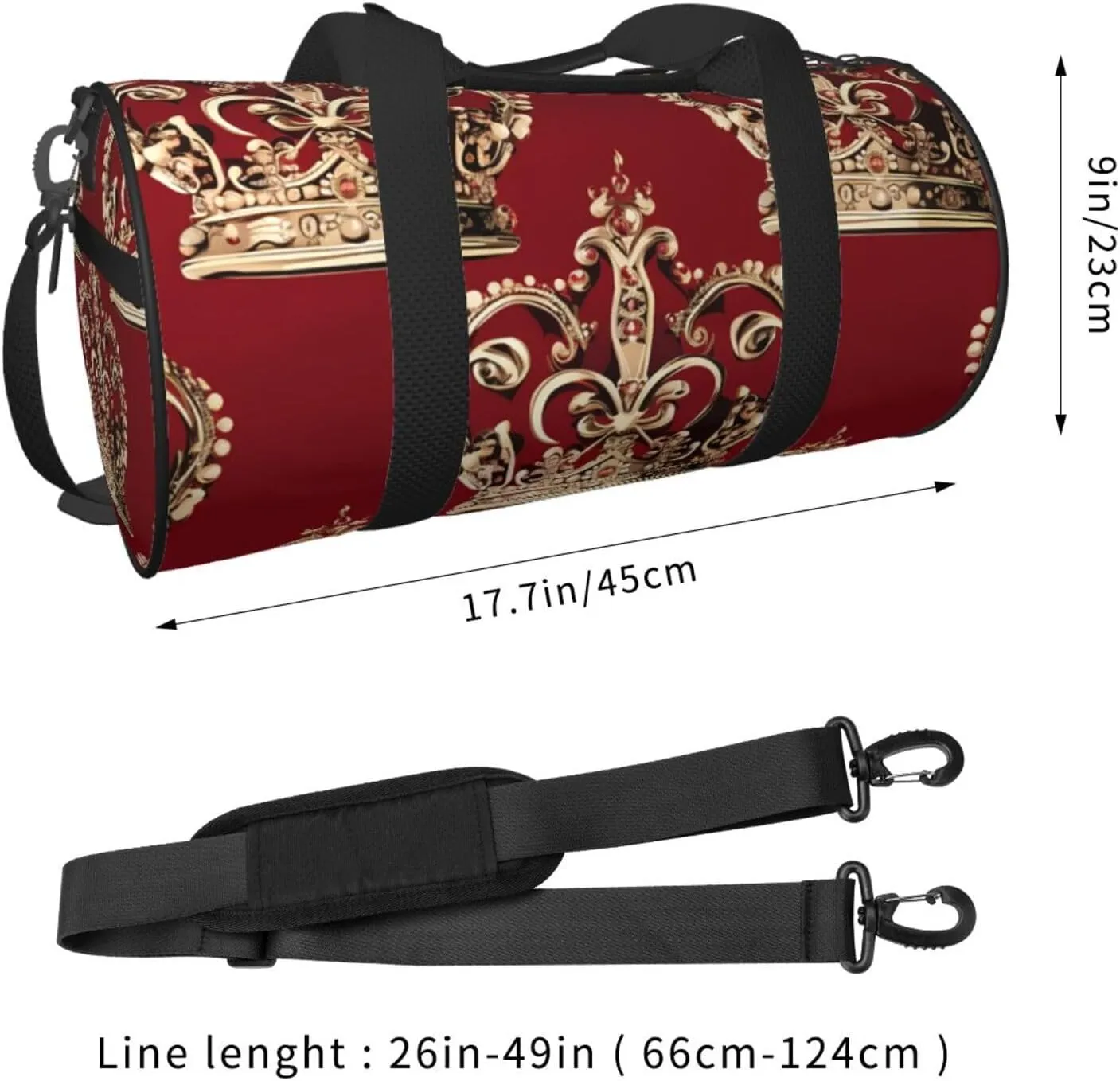 Travel Duffle Bag Weekender Bags For Men Women With Shoe Compartment Large Capacity Weekender Overnight Bag Red Crown Carry On Tote Bags Sport Gym Bag For Travel Yoga