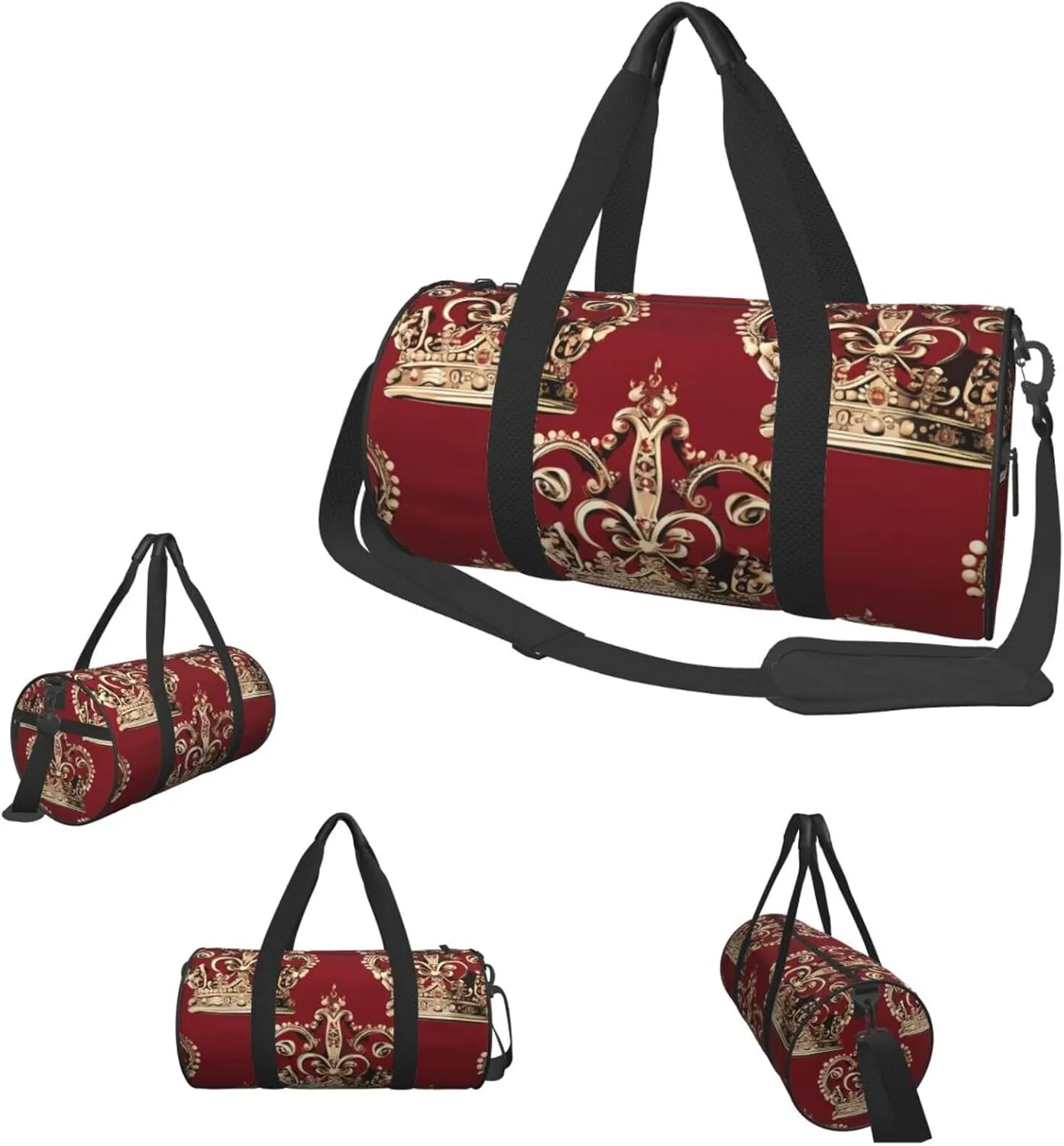 Travel Duffle Bag Weekender Bags For Men Women With Shoe Compartment Large Capacity Weekender Overnight Bag Red Crown Carry On Tote Bags Sport Gym Bag For Travel Yoga
