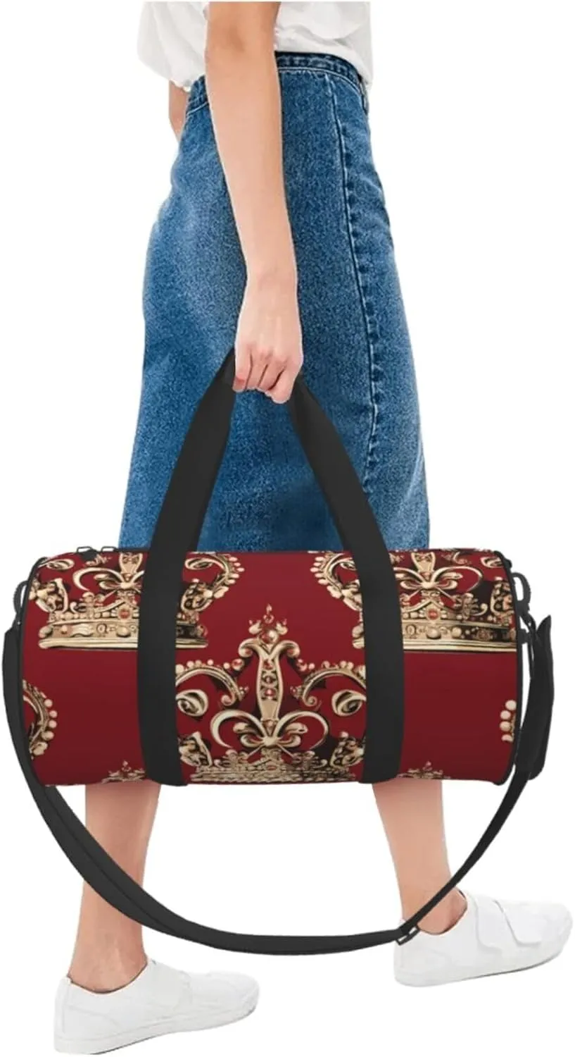Travel Duffle Bag Weekender Bags For Men Women With Shoe Compartment Large Capacity Weekender Overnight Bag Red Crown Carry On Tote Bags Sport Gym Bag For Travel Yoga